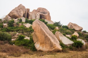 large boulders on hill